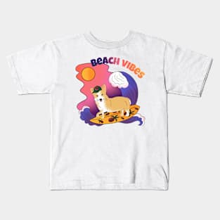 Cute surfing corgi - beach vibes Kids T-Shirt